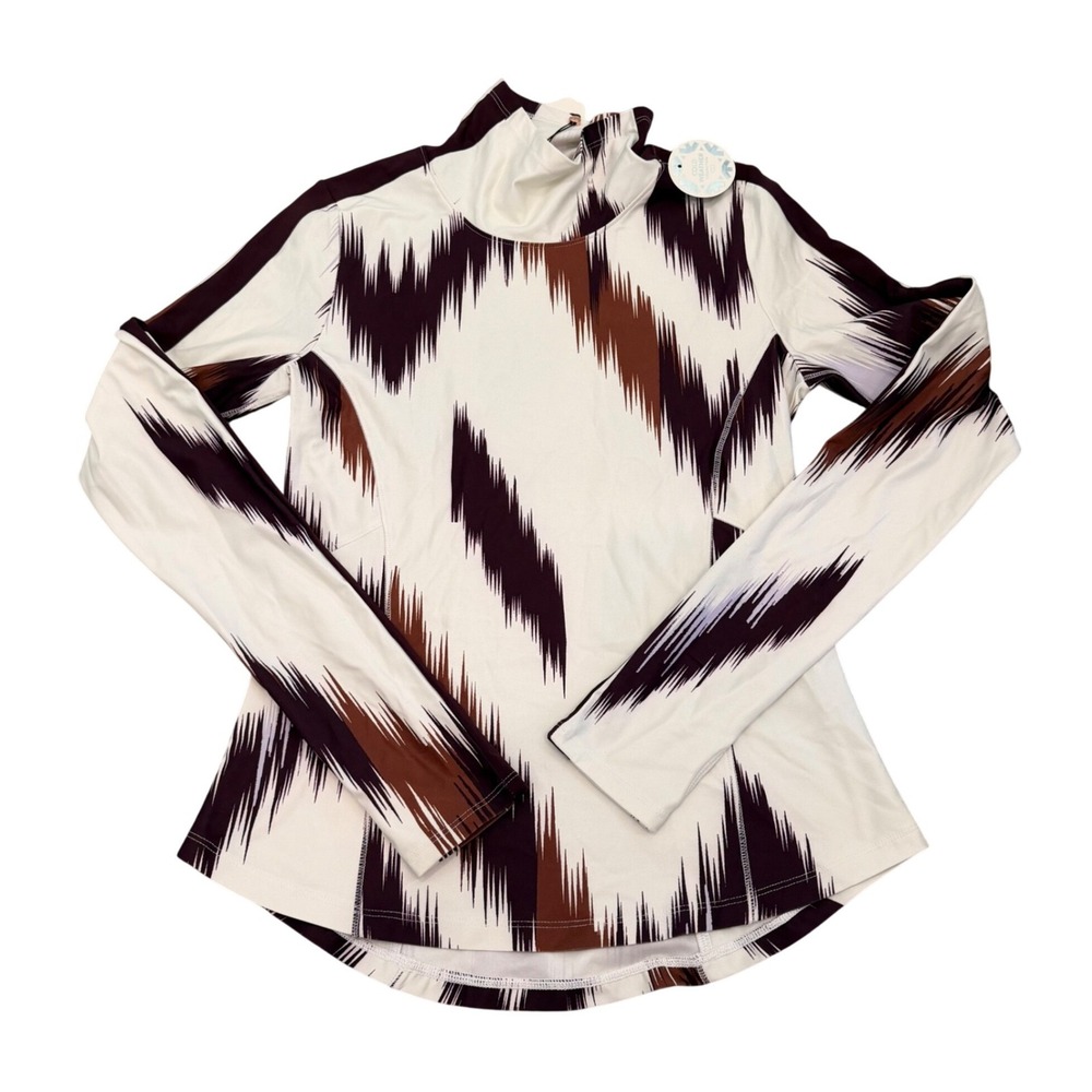 CALIA Women Cold Weather‎ Mock Neck Long Sleeve Cream Brown Small Skiing Winter
